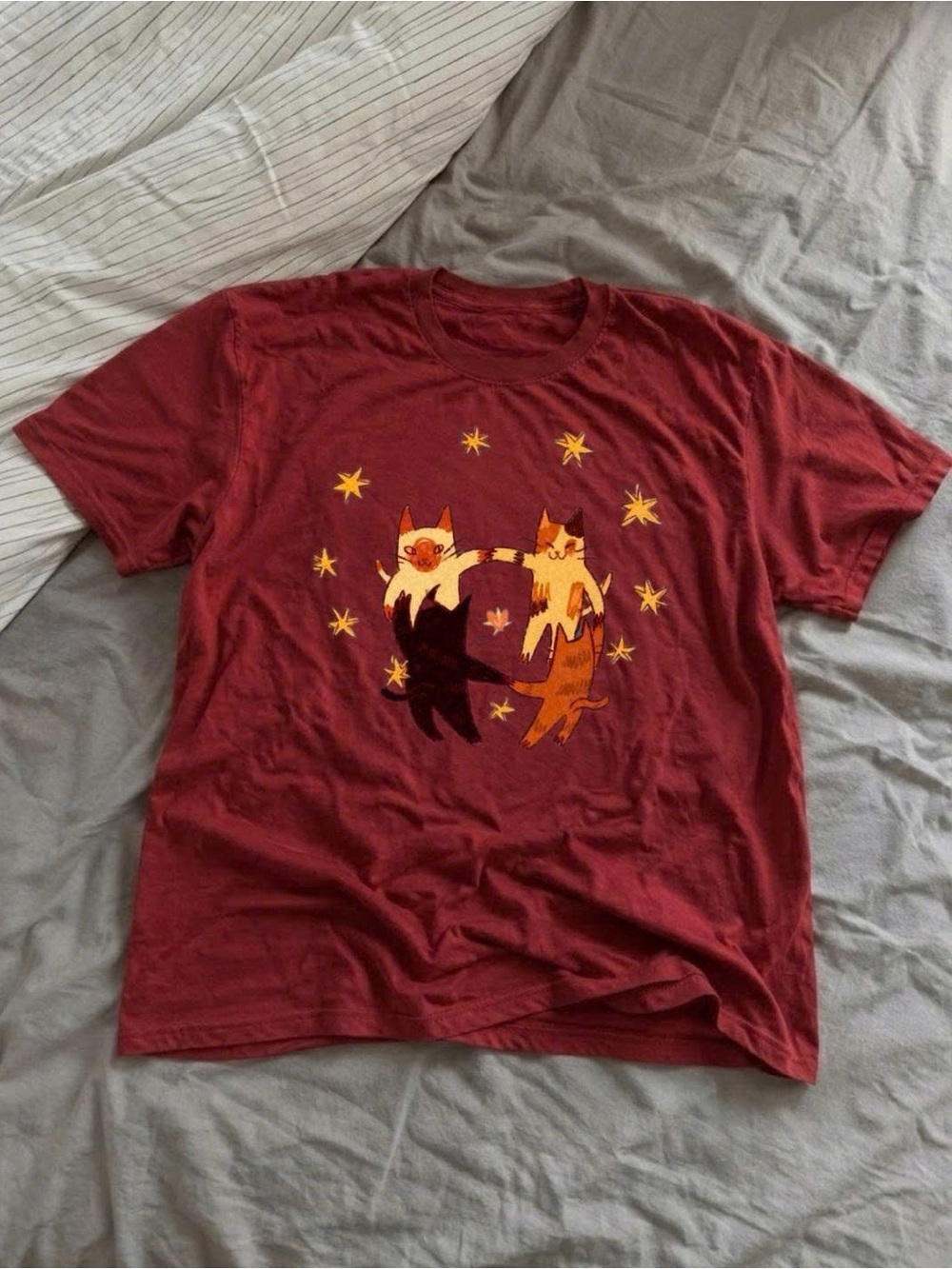 Burgundy Cat Circle Graphic Tee